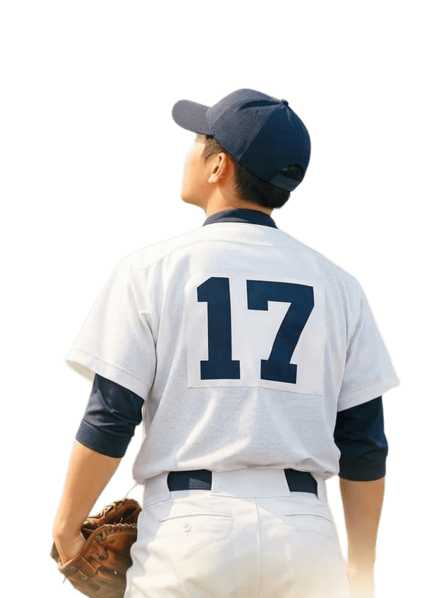 背番号17の野球部員(後ろ姿)