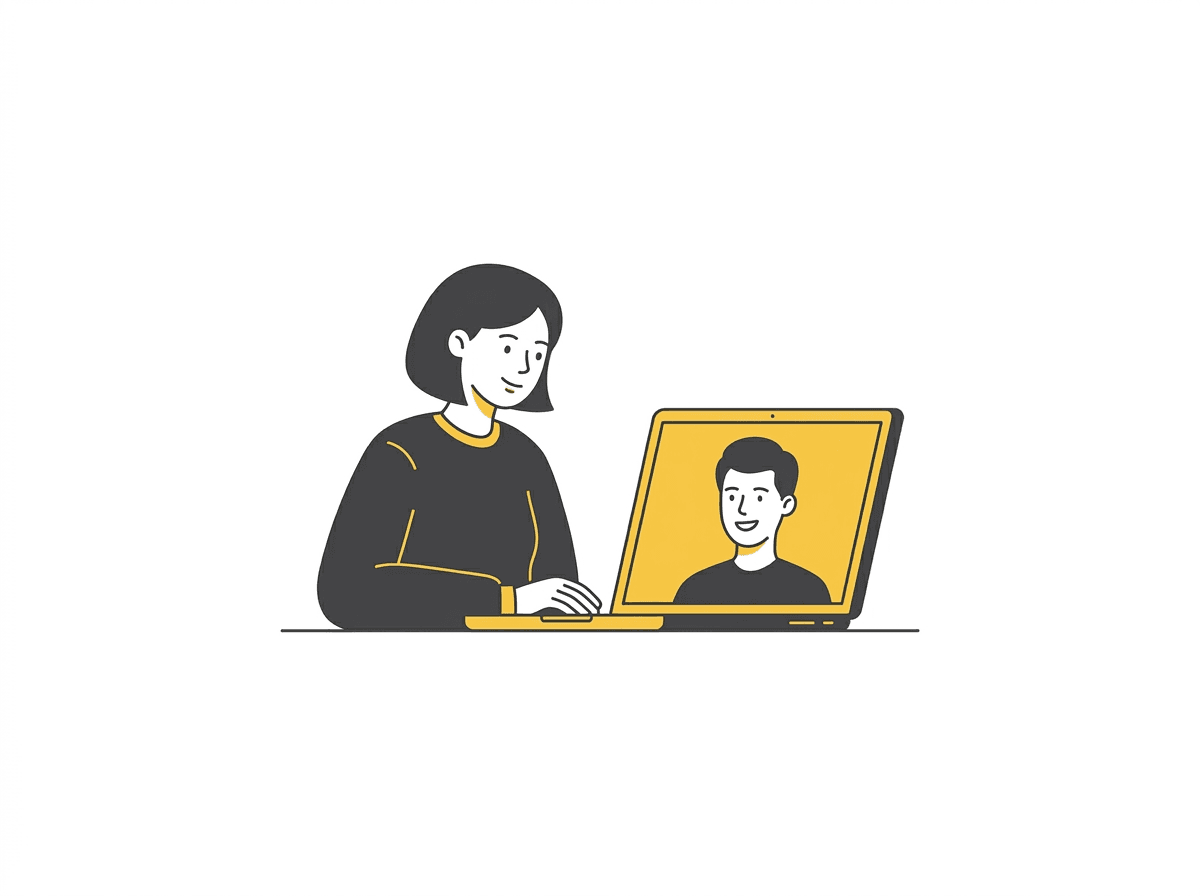 オンライン面談を受ける様子のイラスト