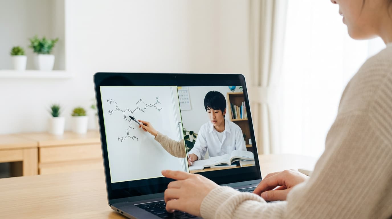 オンライン学習をする高校生