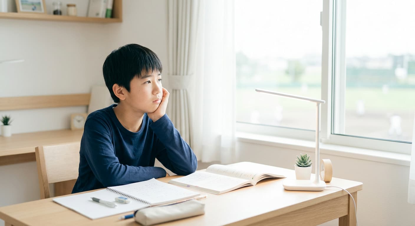自宅学習に悩む中学生
